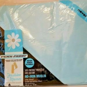 🆕Vintage JCPenney Fashion Manor Blue Double sheet